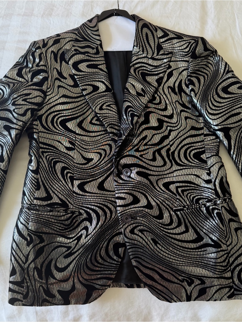 Tom Ford Metallic Silver and Black Swirl Blazer
